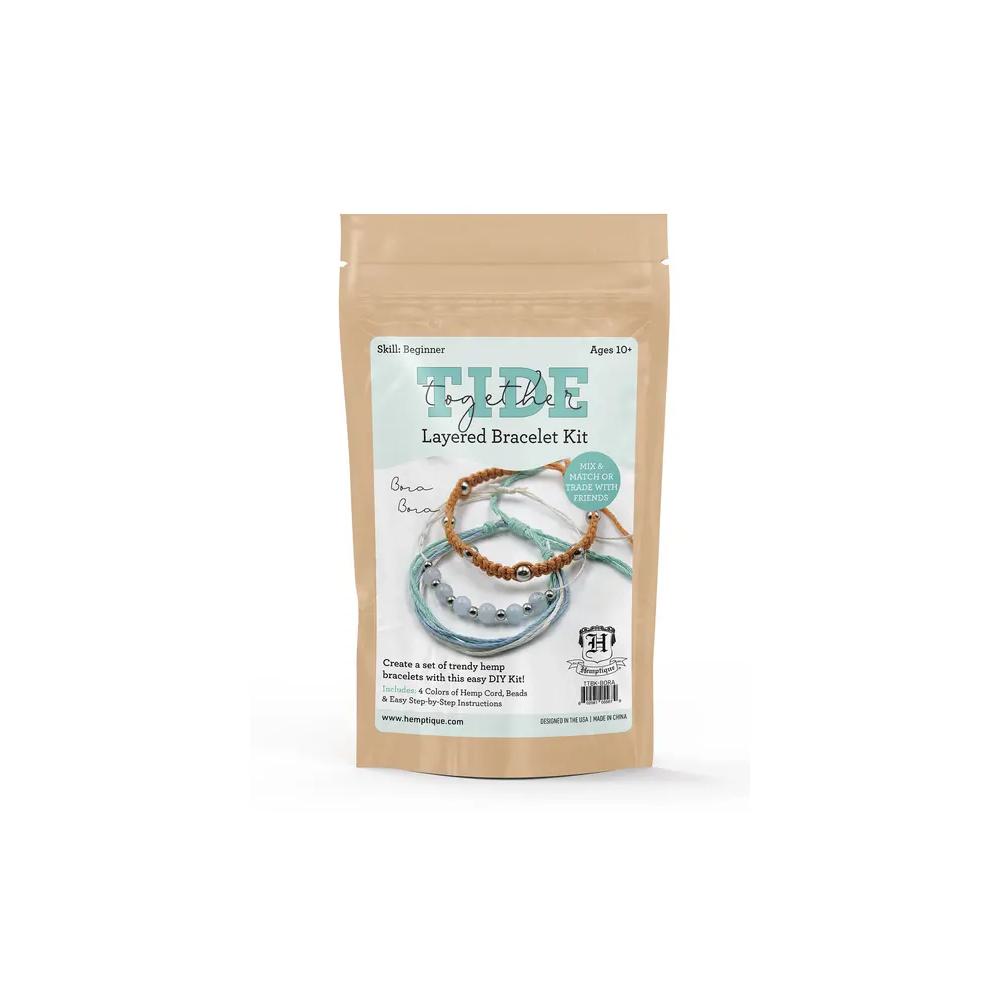 Models & Kits, Art & School, Hemptique, Tide Together, Layered, Hemp Cord, Bracelet Kit, Bora Bora, 956991